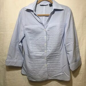 Zac & Rachel Blue Pinstripe Work Career Shirt XL X-Large EUC Stripe Button Front